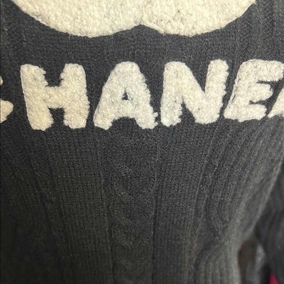 Chanel Black and White Logo Sweater - Picture 3 of 5
